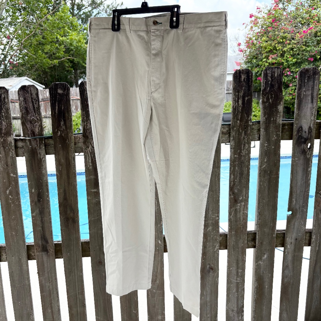 Nwt Vtg Tommy Hilfiger Mens Khaki Pants Flat Front Wrinkle Resistant 42x30 Beige
